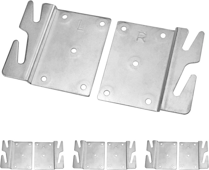 Mcredy 8 PCS Heavy Duty Bed Rail Brackets Universal Bed Rail Hooks for Beds Frame Bracket Hardware Headboard Footboard Replacement Parts,Screws Included - Image 1